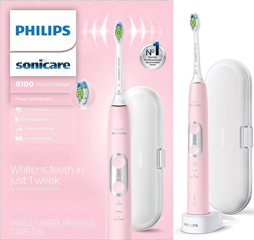 Philips Sonicare ProtectiveClean 6100 Rechargeable Electric Power Toothbrush, Pink, HX6876/21 | Amazon (US)