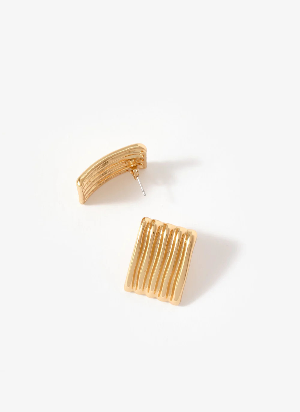 Gold Tone Statement Ridge Earrings | Mint Velvet