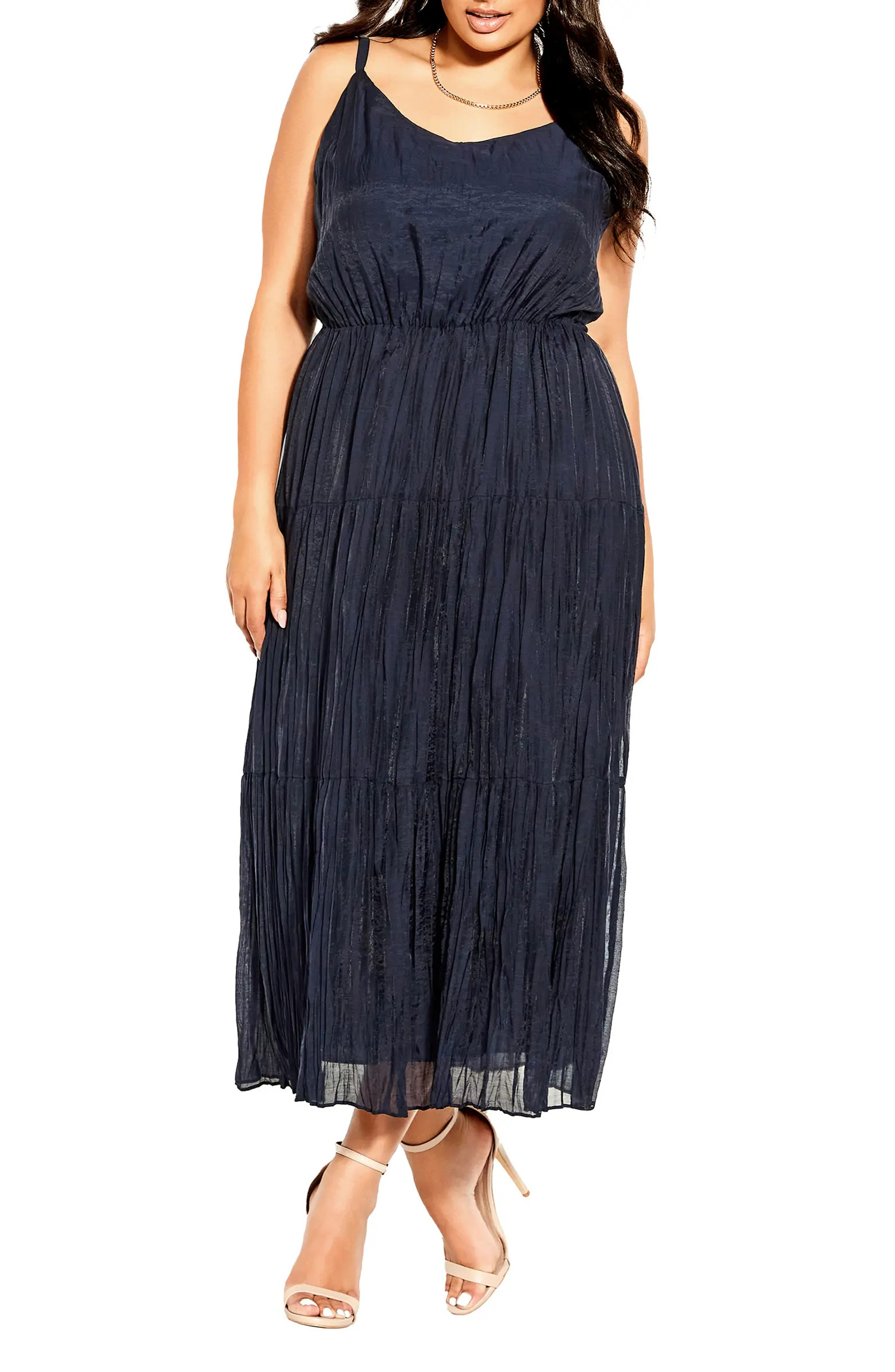 City Chic Sabina Crinkle Satin Maxi Dress | Nordstrom | Nordstrom