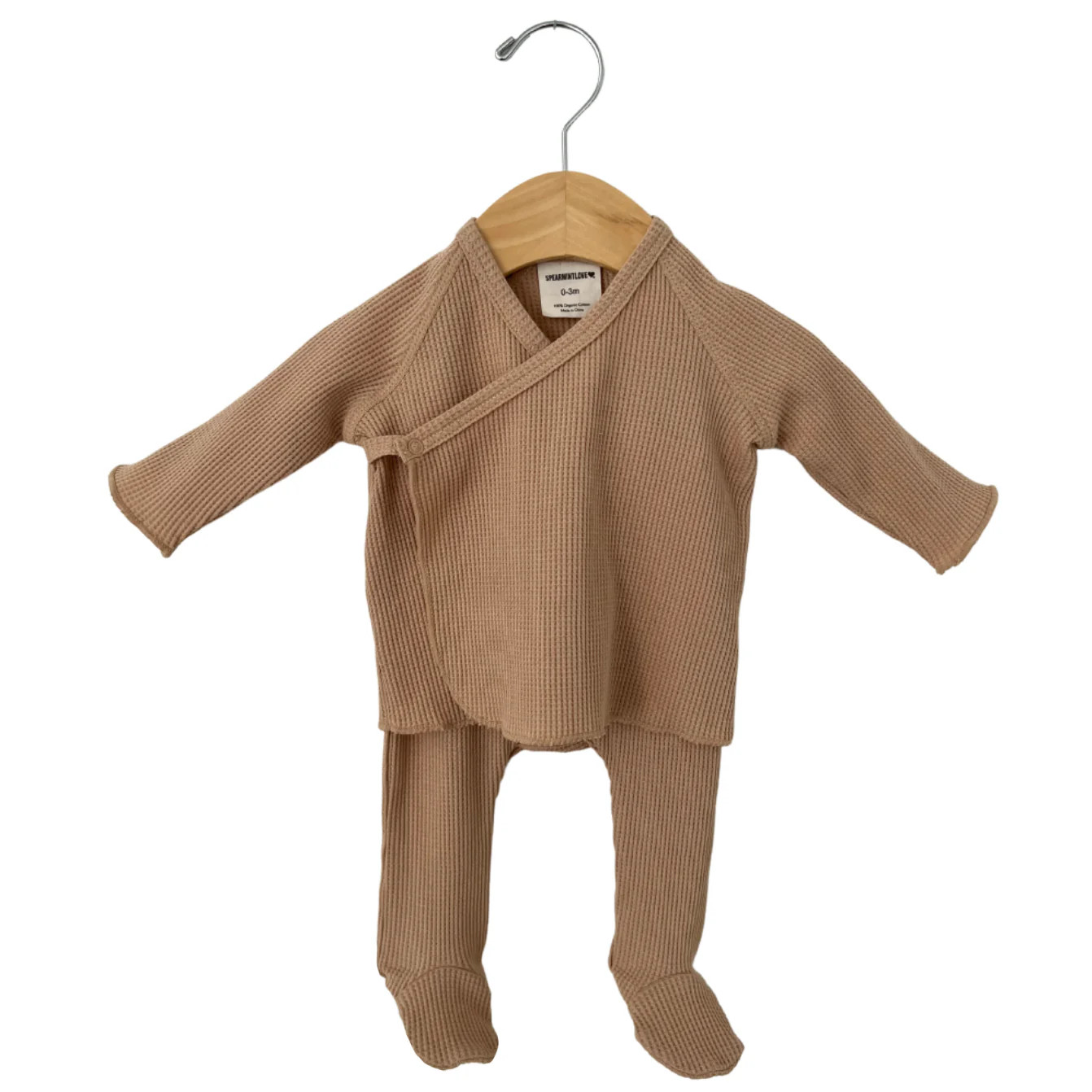 Organic Waffle Kimono & Pant Set, Tan | SpearmintLOVE