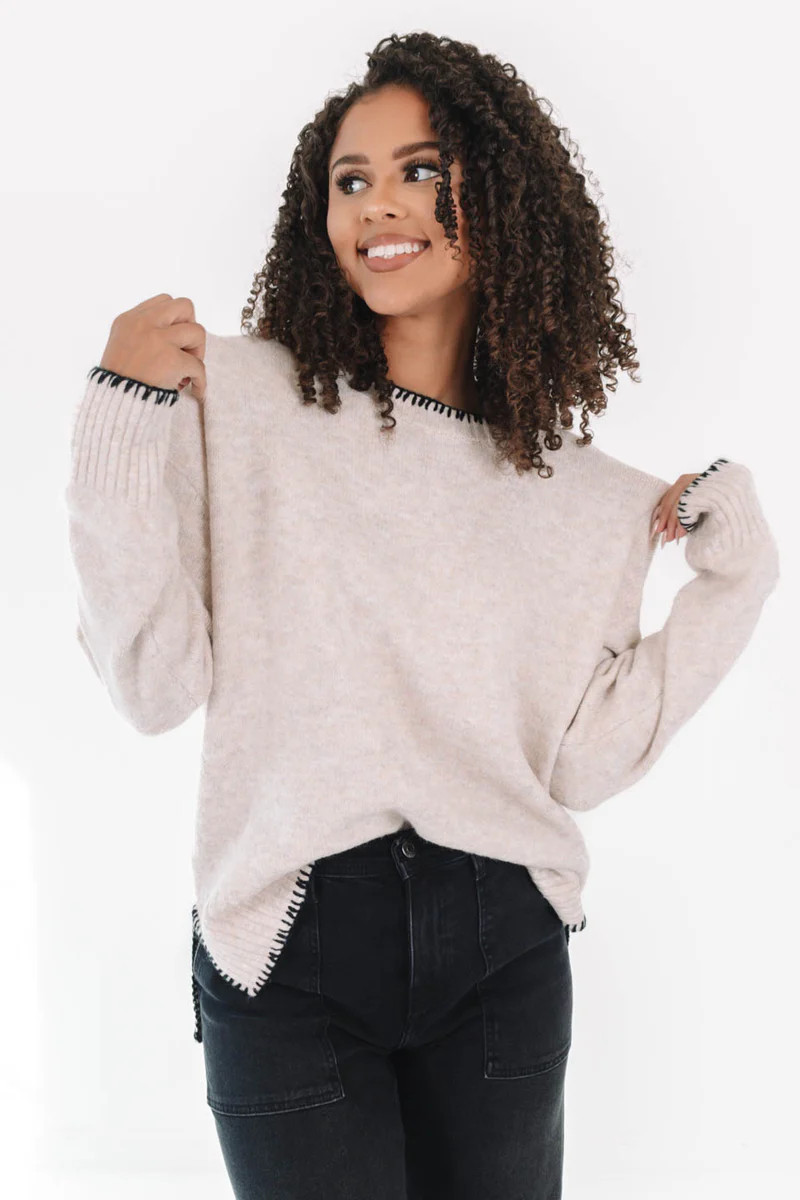 Ease My Mind Sweater - Oatmeal | The Impeccable Pig