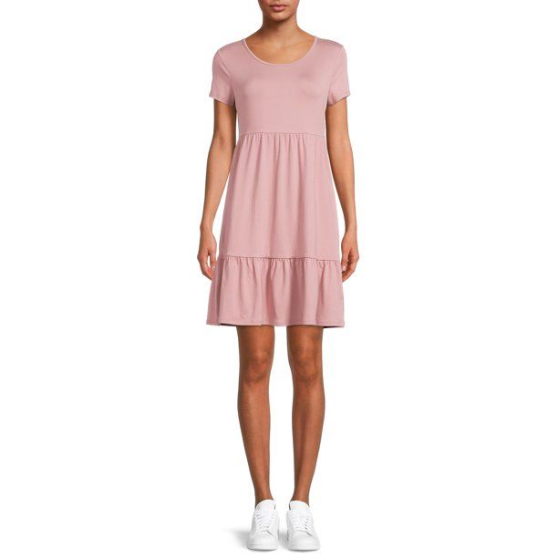 Wild Skye Juniors' Tiered Dress with Short Sleeves | Walmart (US)
