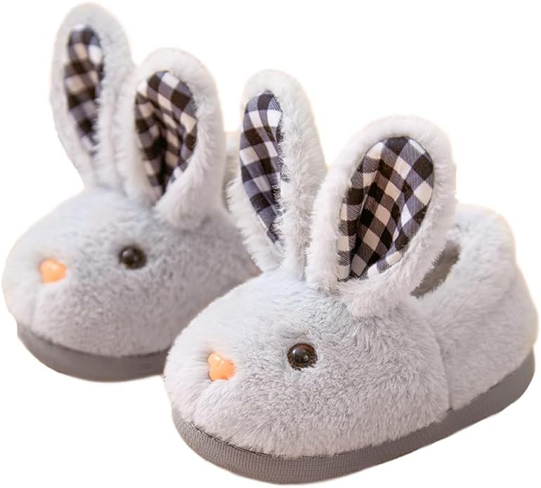 Toddler Girls Slippers Boys Girls Fluffy Home Slippers Winter Warm Indoor Cute Bunny Shoes | Amazon (US)