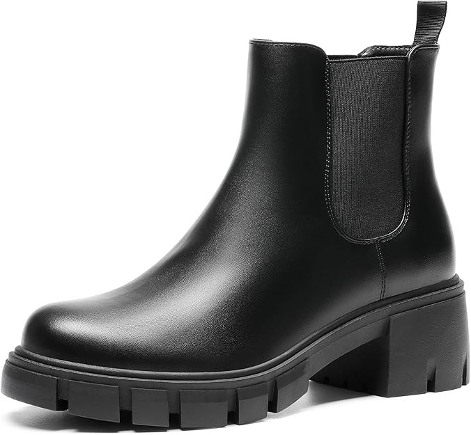 DREAM PAIRS Women's Elastic Chelsea Ankle Boots Platform Low Chunky Block Heel Lug Sole Slip on F... | Amazon (US)