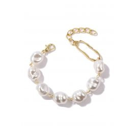 Irregular White Pearl Beaded Bracelet | Chicwish