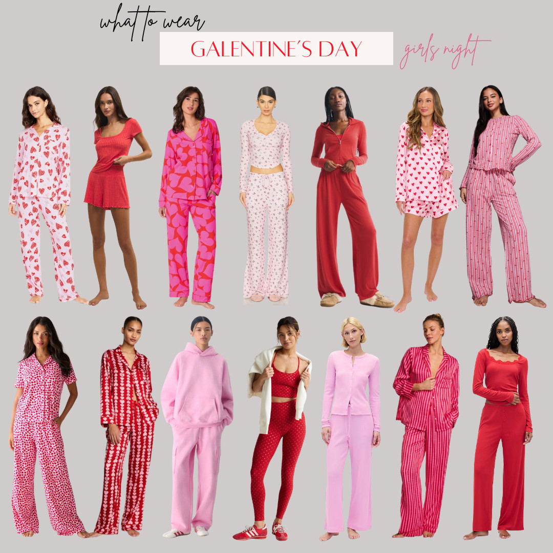 Galentine’s Day Party: 
 Rounded up a selection of cute Galentine’s Day lounge outfits- matching sets and pajamas perfect for girls’ night, wine nights or hanging out 


Valentine’s Day, ootd style fashion, women’s fashion, sleepwear, matching sets, pink outfit, red outfit 

#LTKValentine #LTKootd #LTKHome