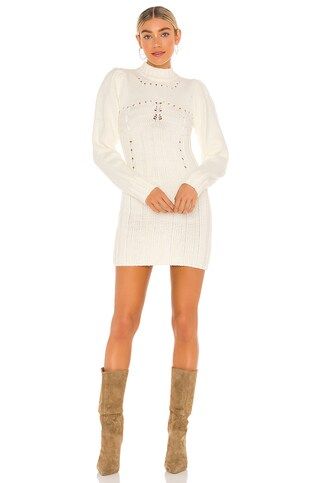 For Love & Lemons Jules Sweater Dress in Ivory from Revolve.com | Revolve Clothing (Global)