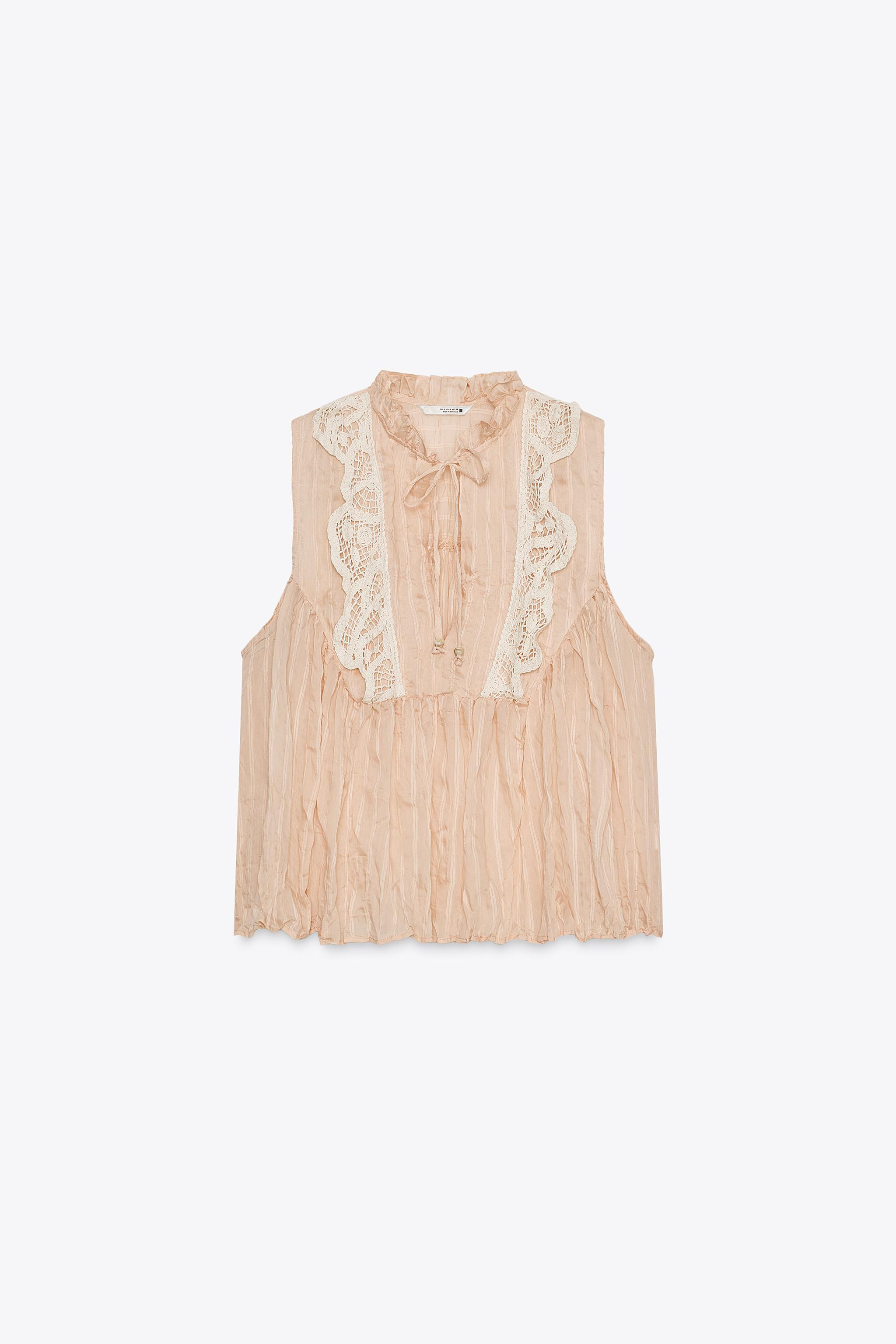 COMBINATION CROCHET CRINKLED EFFECT BLOUSE | Zara US