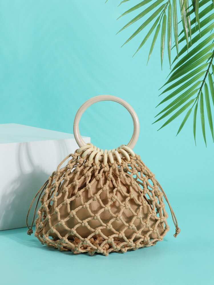 2 In 1 Round Handle Woven Bag | SHEIN