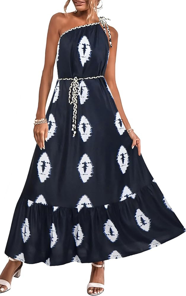 ECOWISH Womens Summer Maxi Dress Casual One Shoulder Midi Dresses Beach Vacation Boho Resort Long... | Amazon (US)