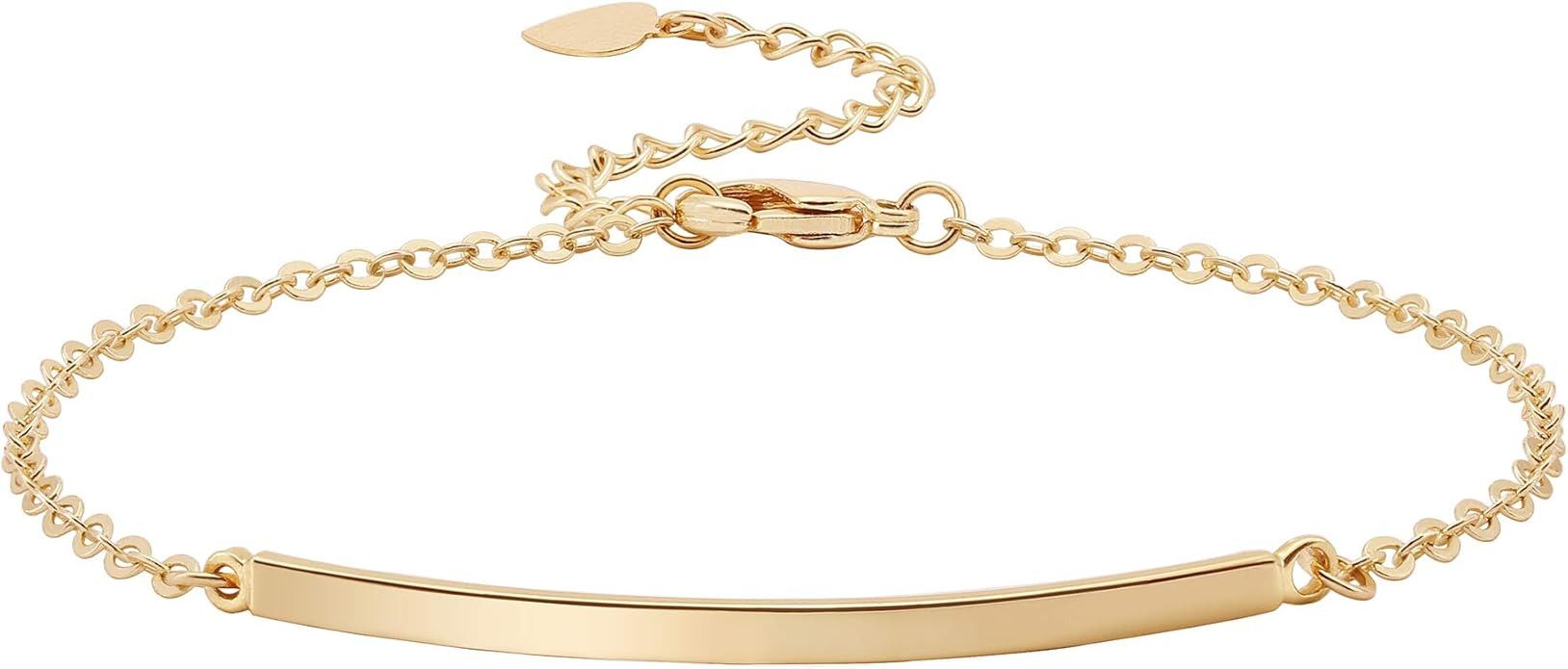 Dainty Gold Bar Bracelet for Women Simple Delicate Thin Cuff Bangle Hook Bracelet 18K Gold Plated... | Amazon (US)