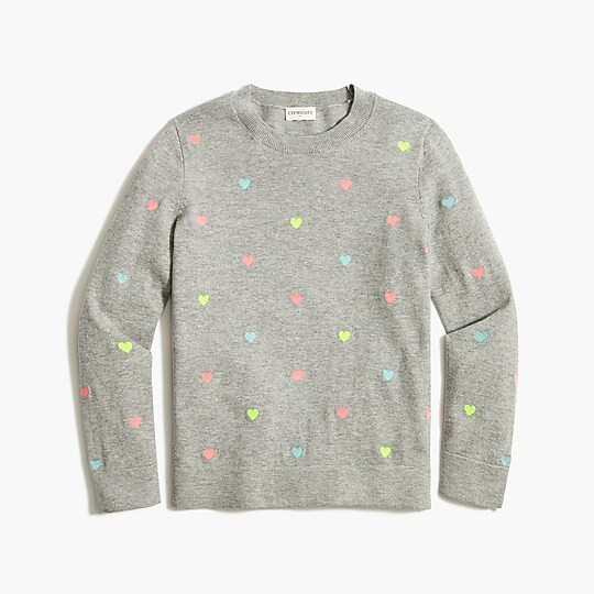 Girls' hearts embroidered sweater | J.Crew Factory