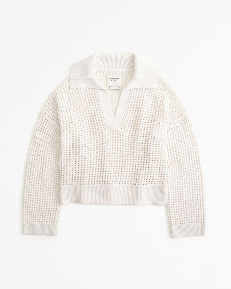 Mesh Notch-Neck Sweater | Abercrombie & Fitch (US)