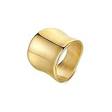 TIANYI Gold Plated Rings for Women Vintage Thick Stainless Steel Thumb Rings for Men Wide Band Ri... | Amazon (US)