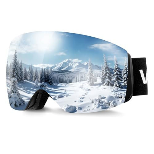 VEVOR Frameless Ski Goggles, Spherical Lens with Silver Mirror Revo Coating, OTG Anti fog Snow Goggles for Men Women, TPU Frame & Ventilation Structure, Suitable for Skiing, Skating, Snowboarding | Amazon (US)