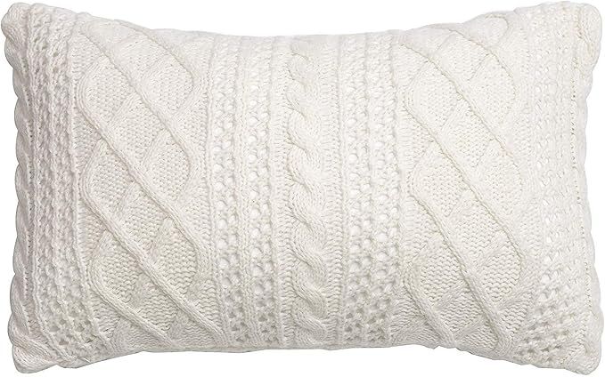 Cable Knit Lumbar Throw Pillow Cover Decorative Rectangular Cushion Case for Couch, Chair, Bed an... | Amazon (US)