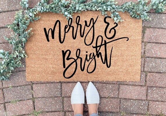 Christmas Doormatmerry and Bright Welcome Mat Holiday Door | Etsy | Etsy (US)