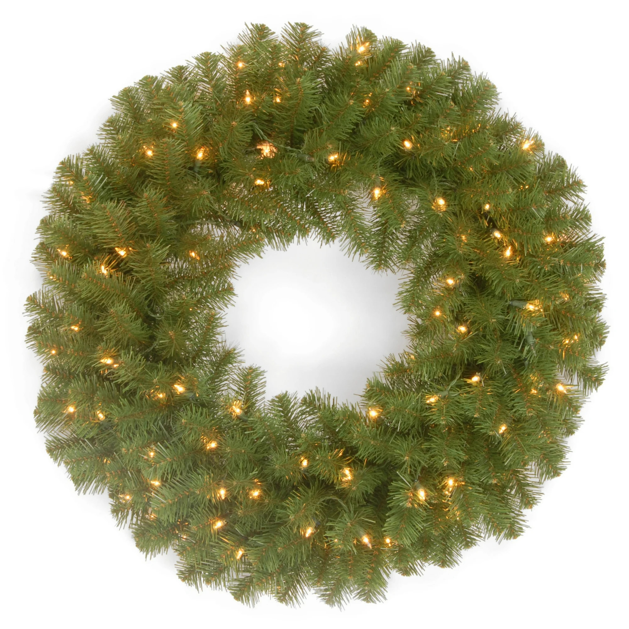 National Tree 24in. North Valley Spruce Wreath with Clear Lights | Walmart (US)