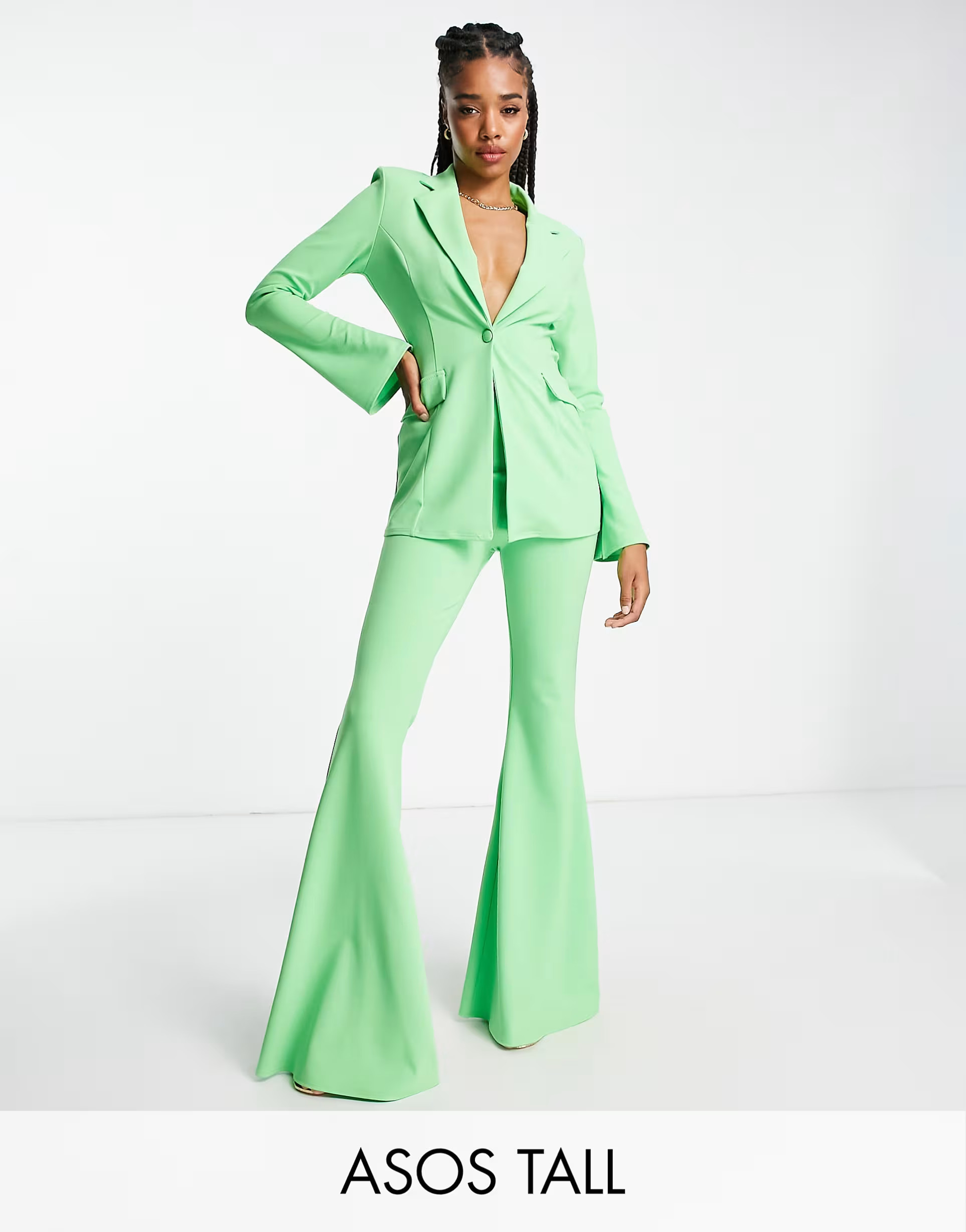 ASOS DESIGN Tall - - Super flare-pantalon van jersey in zomergroen | ASOS (Global)