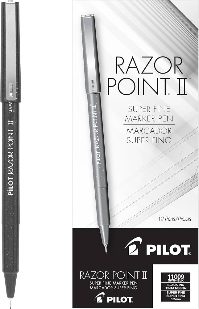 PILOT Razor Point II Fine Line Marker, Point (0.2mm) Black Ink, 12-Pack | Amazon (US)