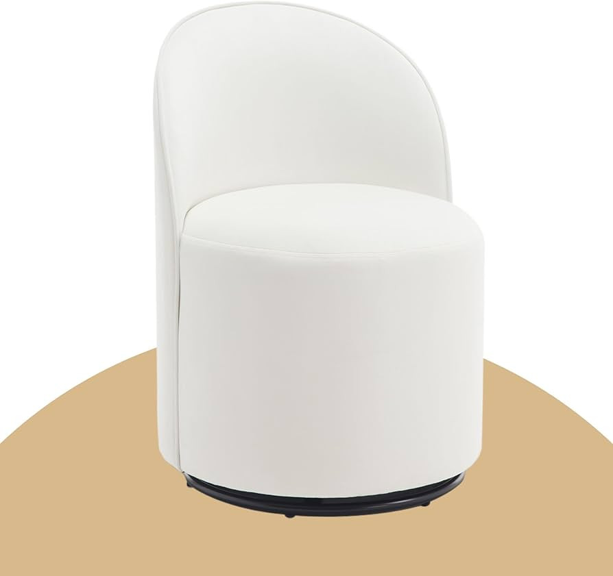 Wahson Velvet Swivel Dining Chair, Modern Upholstered Barrel Accent Chair with 360° Rotation, Wh... | Amazon (US)