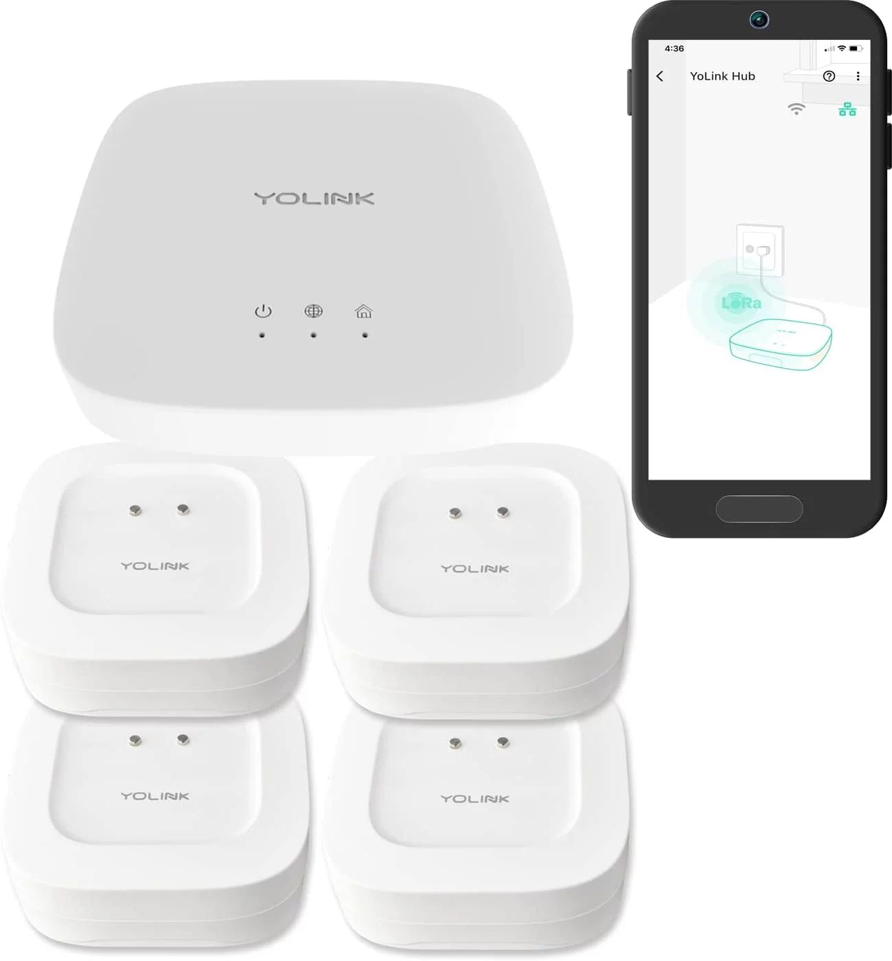 YoLink Smart Home Starter Kit: Water Sensor 4-Pack & Hub Kit Compatible with Alexa and IFTTT, 1/4... | Walmart (US)