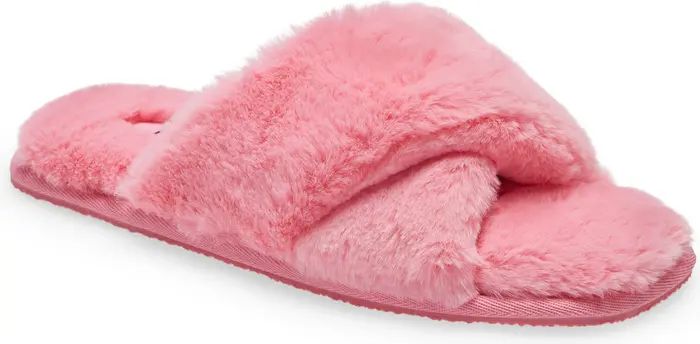 Mae Cross Strap Faux Fur Slipper | Nordstrom