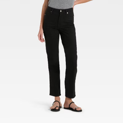 Women's High-Rise Straight Jeans - Universal Thread™ Black Wash 00 | Target
