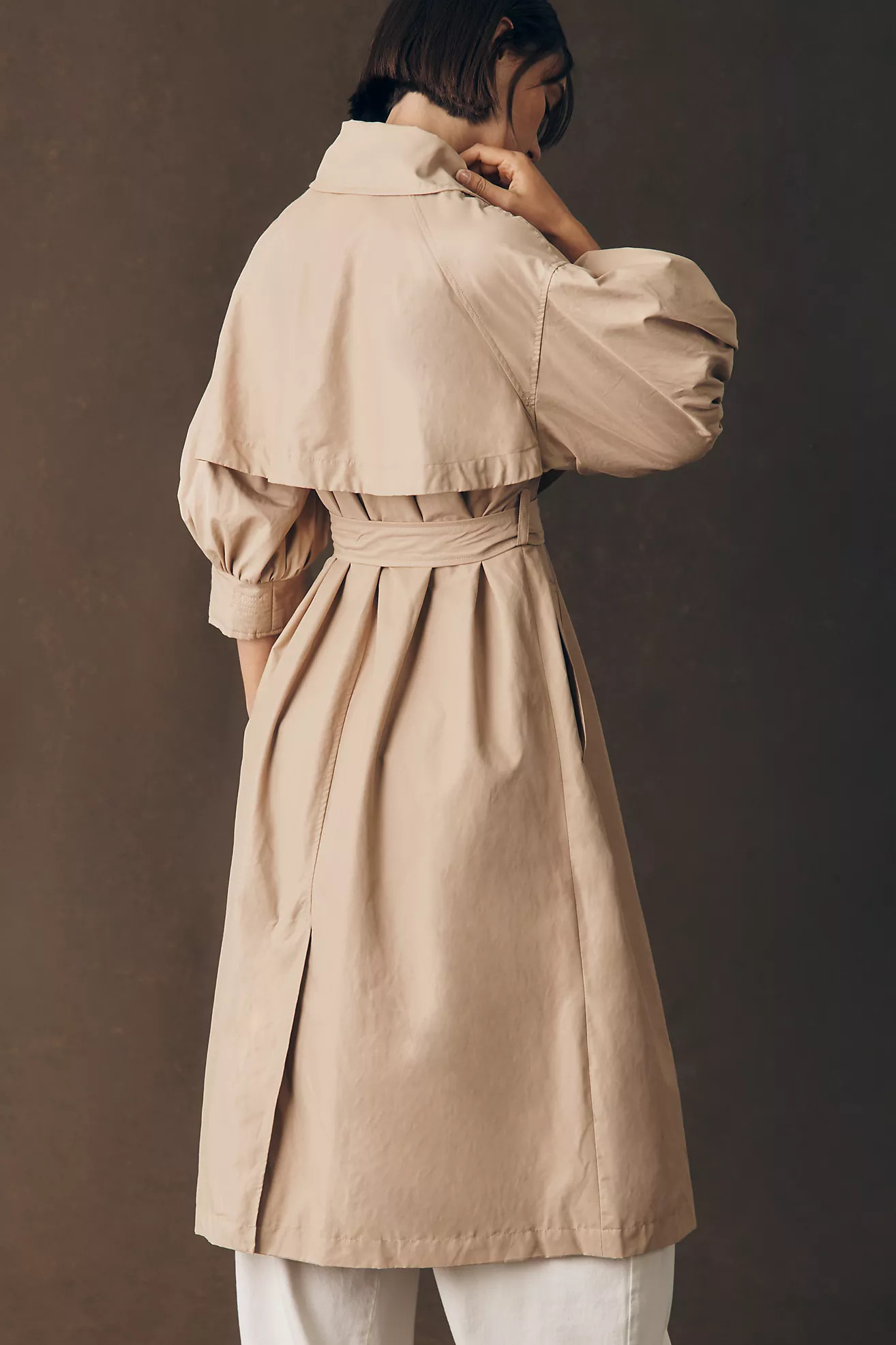 Maeve Crop-Sleeve Trench Coat | Anthropologie (US)