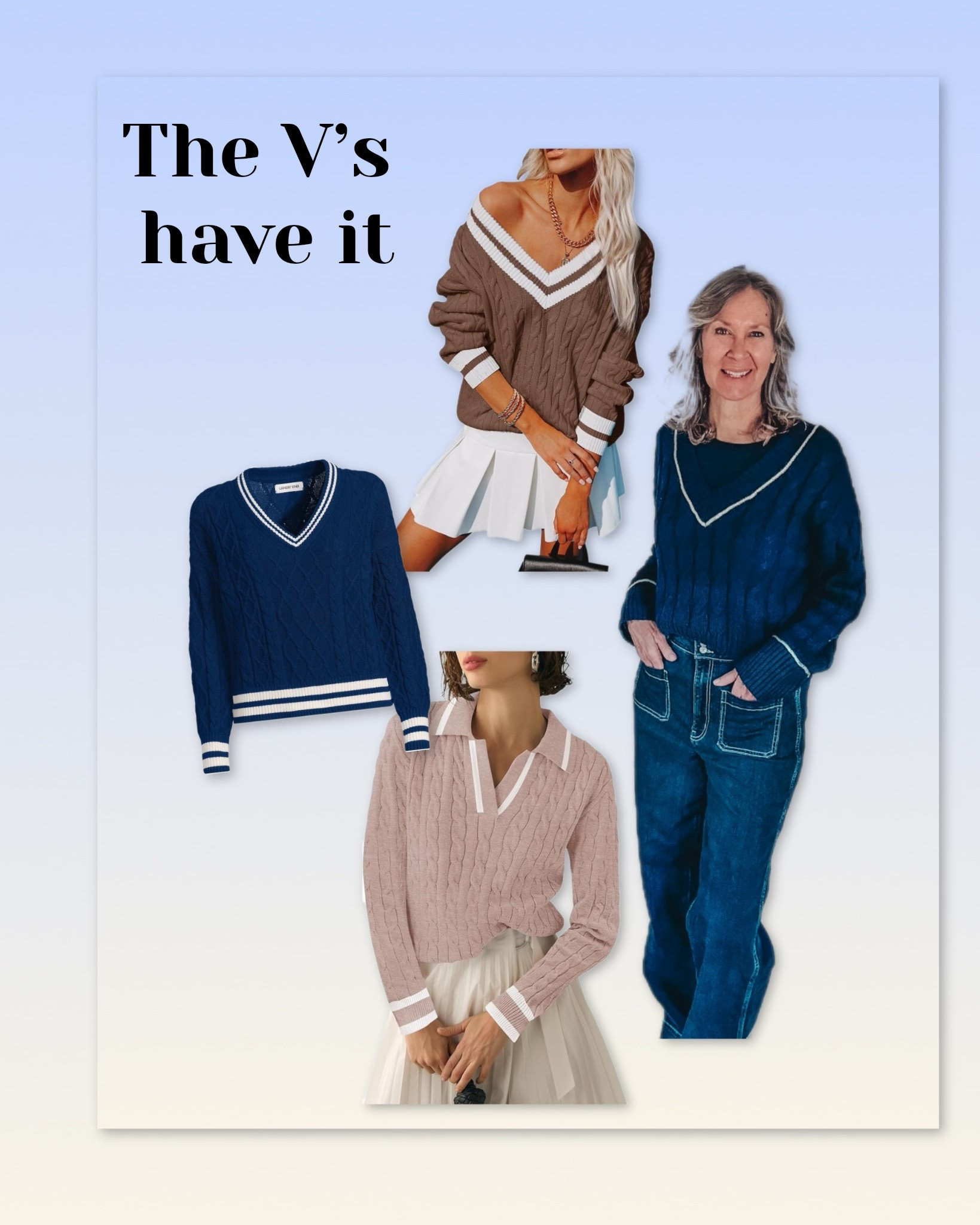 The varsity sweater look is running hot and I’ve collected some of my favorite designs in classic colors for you! 

Other colors are also available♥️

#vnecksweater #womensvneck #vneckwomens #classicsweater

#LTKmomlife #LTKSaleAlert #LTKFindsUnder50