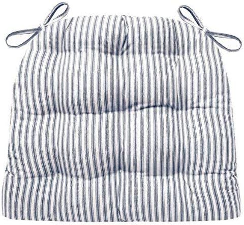 Barnett Home Decor Ticking Stripe Blue Dining Chair Pad with Ties - Standard Size 17 Chair Cushio... | Amazon (US)
