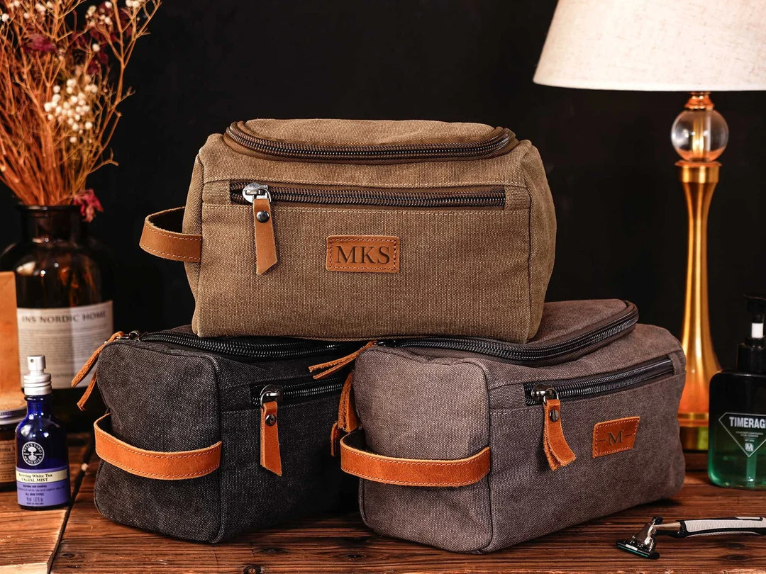 Personalized Mens Travel Toiletry Bag,custom Toiletry Bag,engraved Dopp Kit,canvas Wash Bag,valen... | Etsy (US)