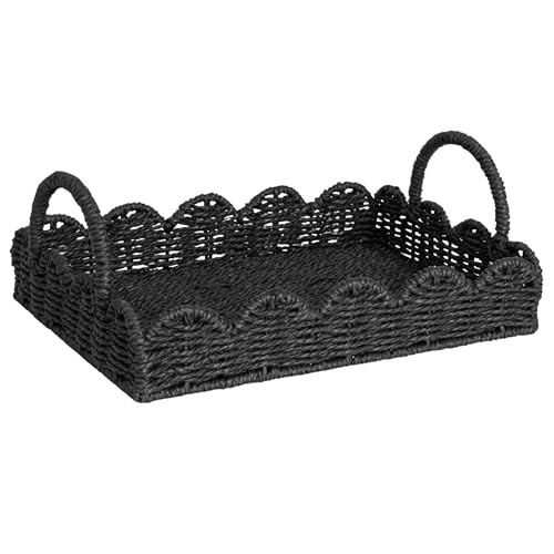 Household Essentials Handwoven Tray with Scalloped Edge and Handles, Natural | Amazon (US)