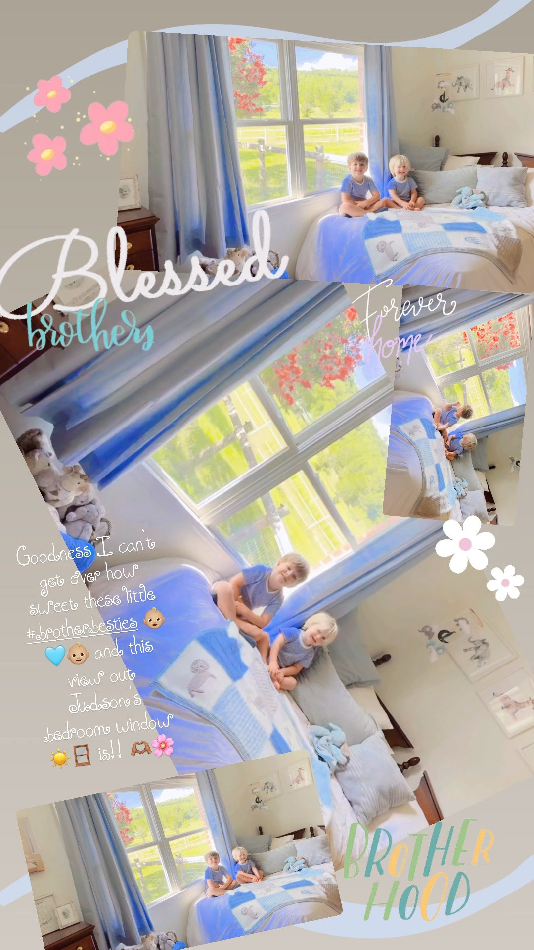 Goodness I can’t get over how sweet these little #brotherbesties 👶🏼🩵👶🏼 and this view out Judson’s bedroom window ☀️🪟 is!! 🫶🏽🌸