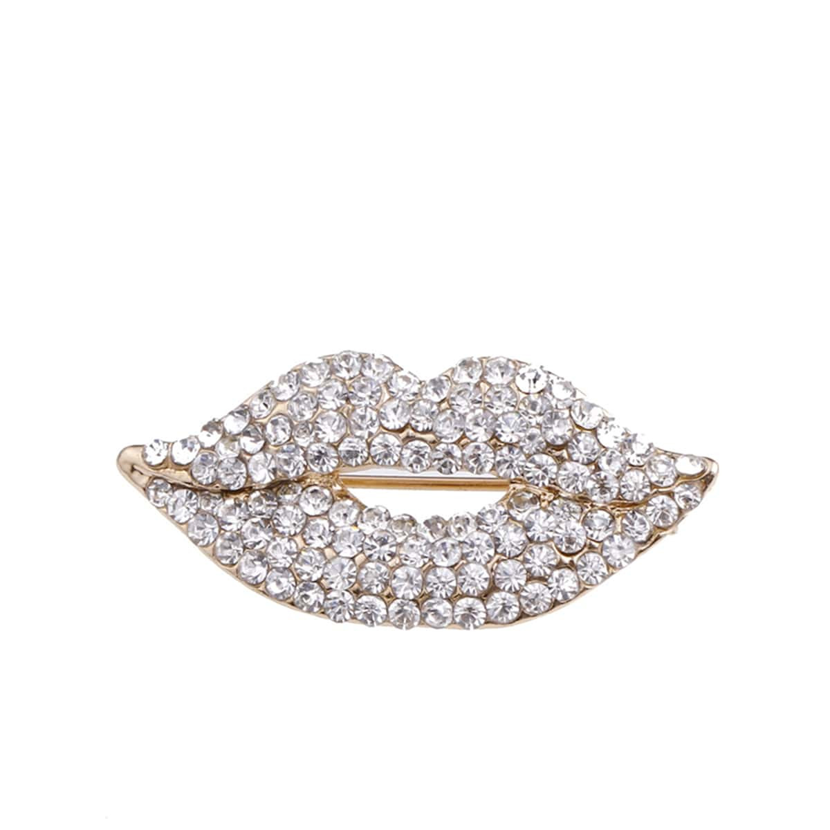1pc Personalized Creative Red Lips Brooch, Alloy & Crystal Luxury Pin For Suit Decoration, White | SHEIN