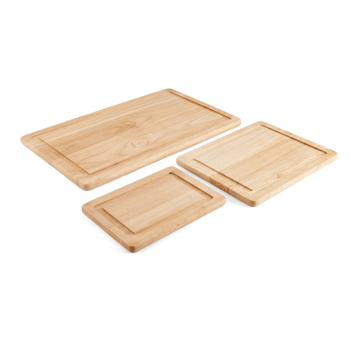 Farberware Rubberwood Cutting Board Set with Juice Grooved and Finger Grips, 3-Piece | Wayfair North America