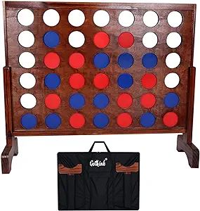 GOTHINK Giant Four-in-a-Row Game for Outdoor Fun, 3x3 FT SuperLarge Wooden 4 in A Row Yard Game w... | Amazon (US)