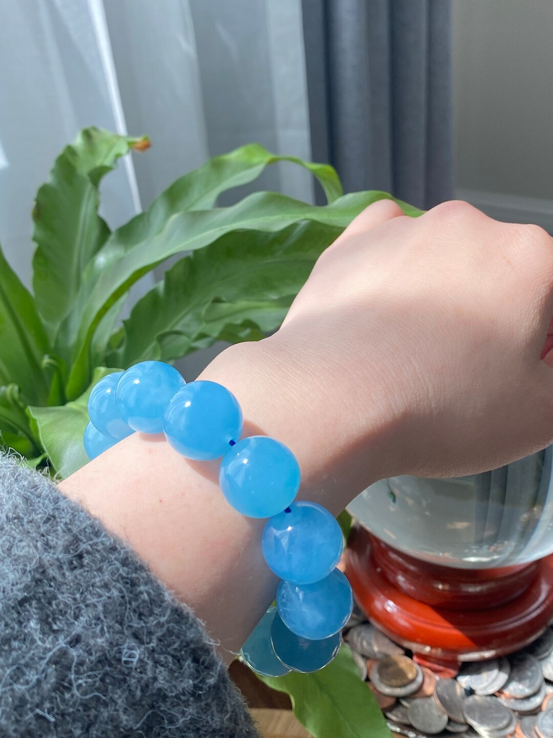 17mm AAAA Natural Rare High Grade Aquamarine Smoothie Round Gemstone Bead Bracelet,lovely Blue,ha... | Etsy (US)