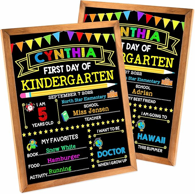 First & Last Day of School Chalkboard with Frame, 12 x 10 Inch First Day of School Sign for Kids/... | Amazon (US)