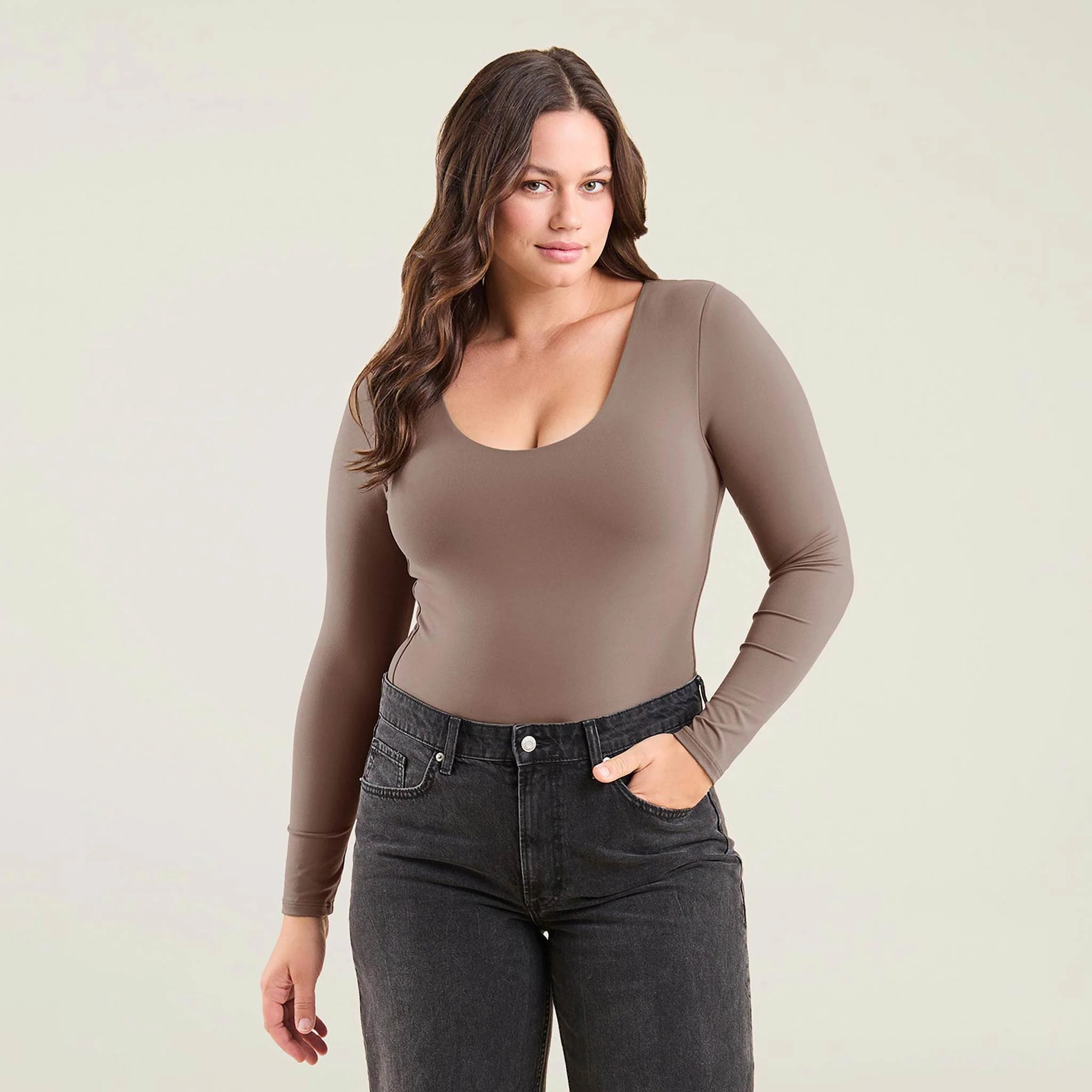 Long Sleeve Scoop Neck Bodysuit | nuuds