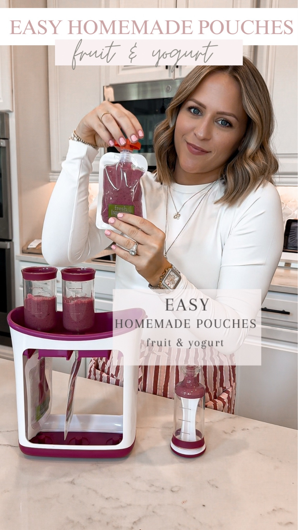 Easy homemade pouch maker! Linked what we use, options for reusable pouches and the pouch toppers & holder we love for spill proof!

#LTKKids #LTKFamily #LTKBaby