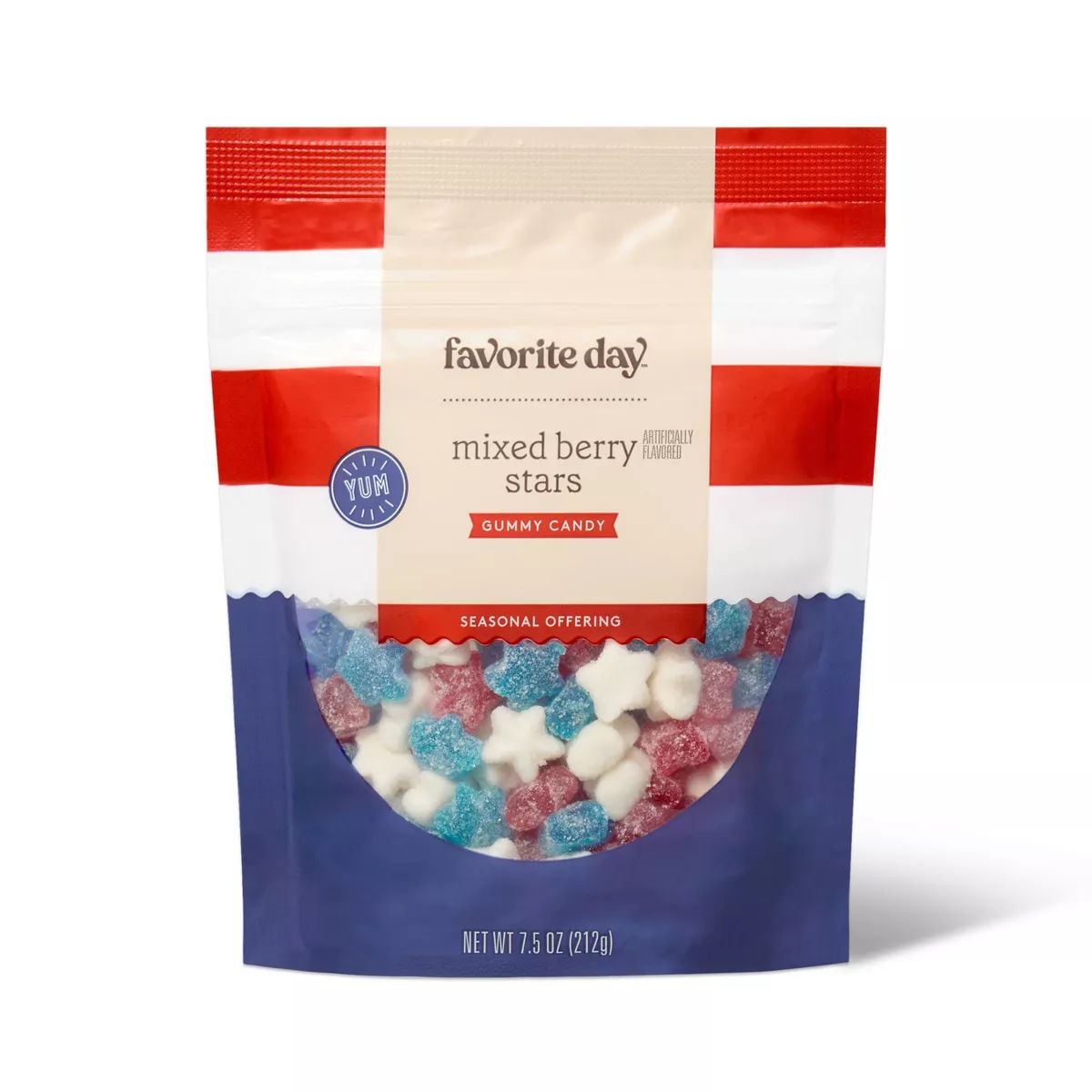 Stand-Up Resealable Pouch filled with 7.5oz MINI Red, White & Blue Stars - 7.5oz - Favorite Day... | Target