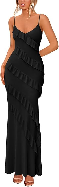 BTFBM Spring Dresses for Women 2026 Spaghetti Strap Bodcyon Solid Cocktail Wedding Guest Dress Su... | Amazon (US)