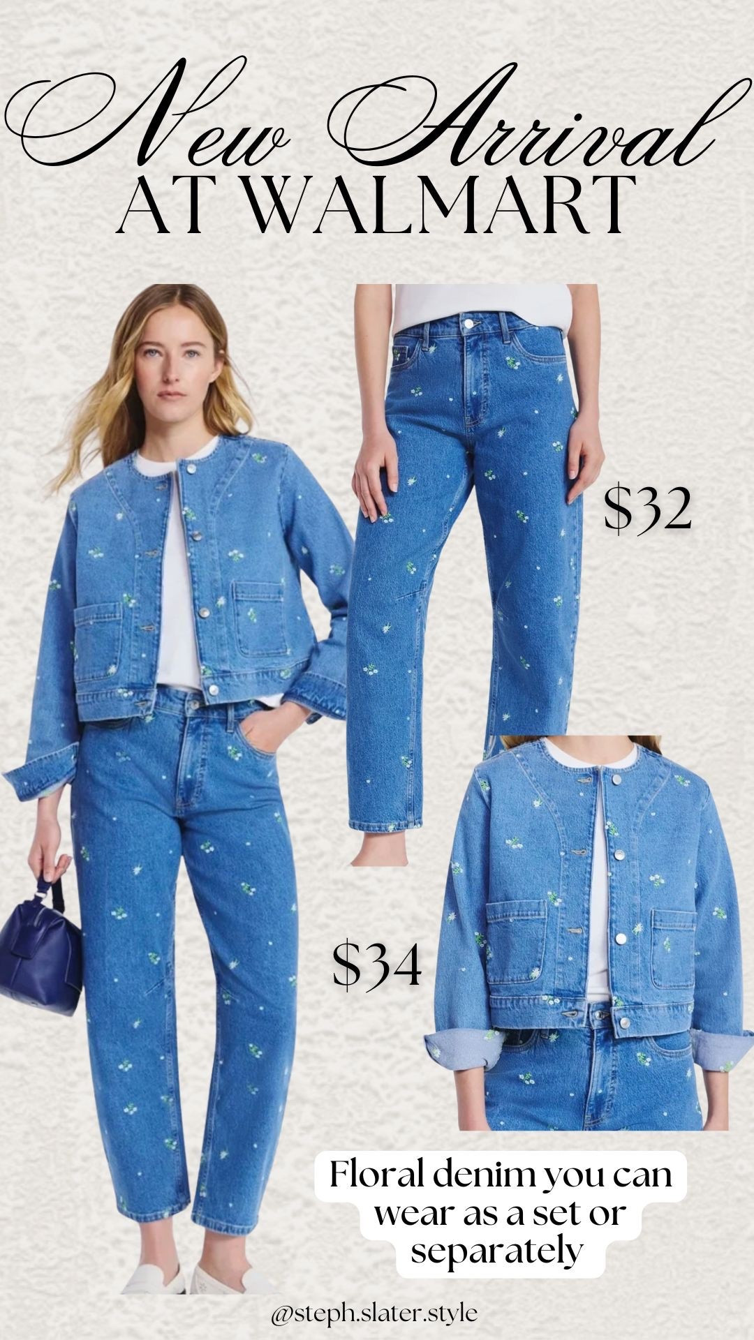 The cutest floral denim jacket and jeans from Walmart. Wear them together as a matching set or separately! 

#LTKOver40 #LTKootd #LTKSeasonal