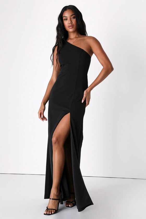 Revel in the Moment Black One-Shoulder Maxi Dress | Lulus (US)