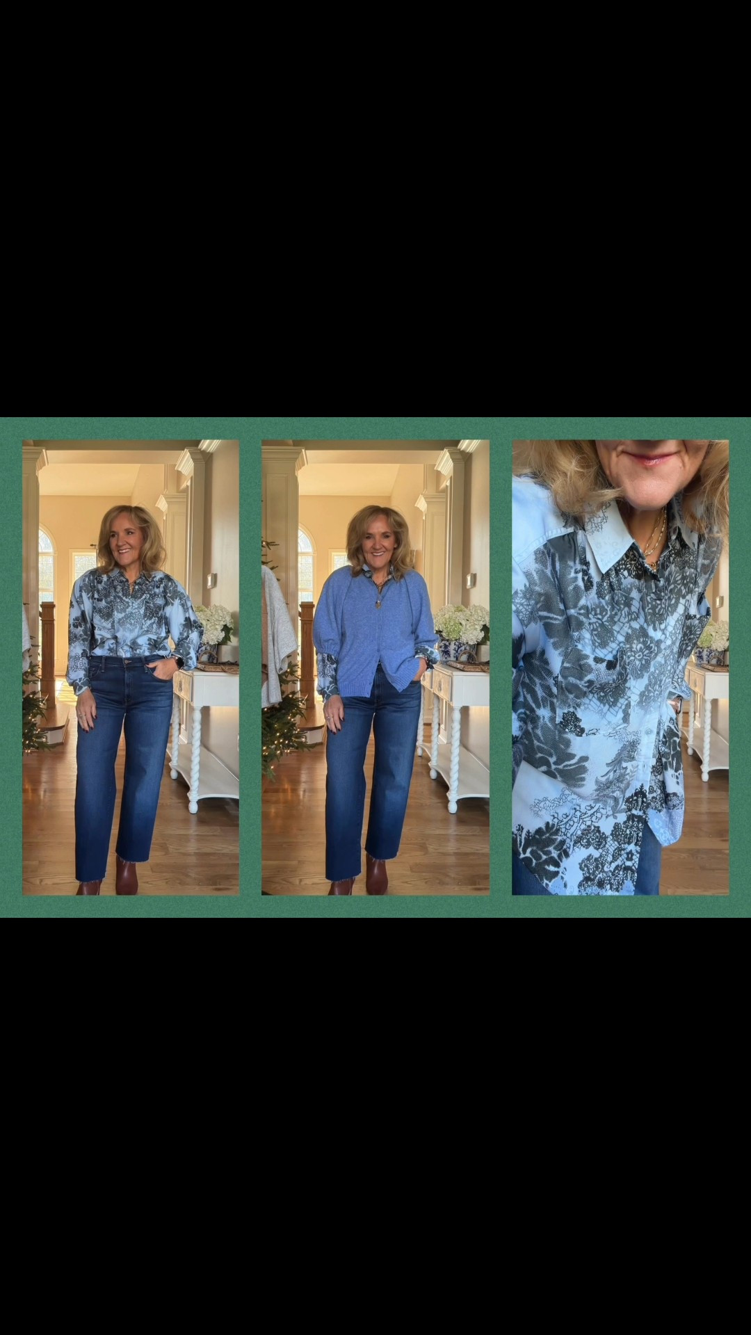 @anthropologie 30% off code NANETTE30 Mother straight leg jeans. I cut about 1 1/2 inches off the bottom side 29 
Floral blouse size medium 
Sweater size medium 
Boots size up 1/2 


#LTKSaleAlert #LTKCyberWeek #LTKOver40