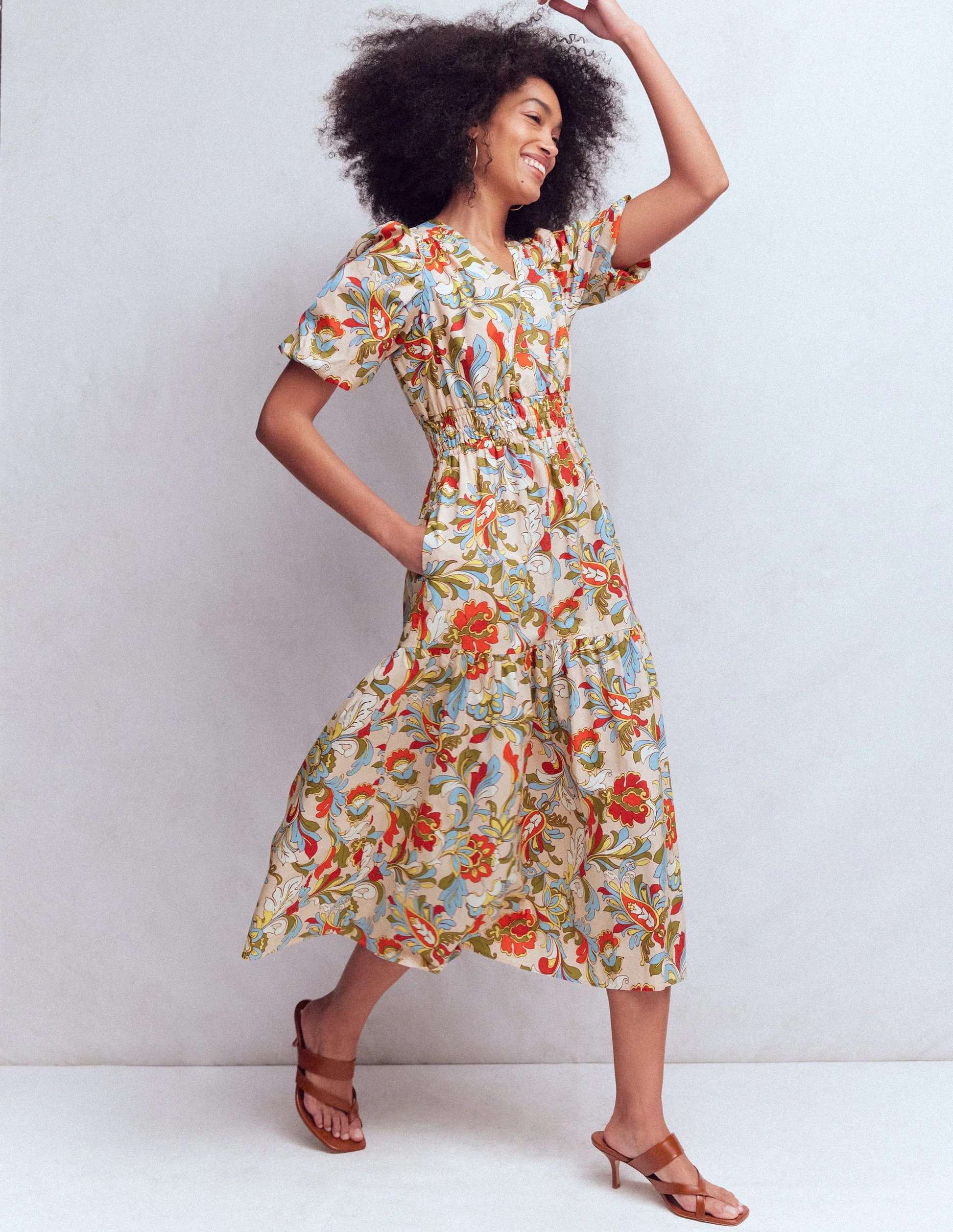 Irene Puff Sleeve Dress-Multi, Botanical Flourish | Boden (US)