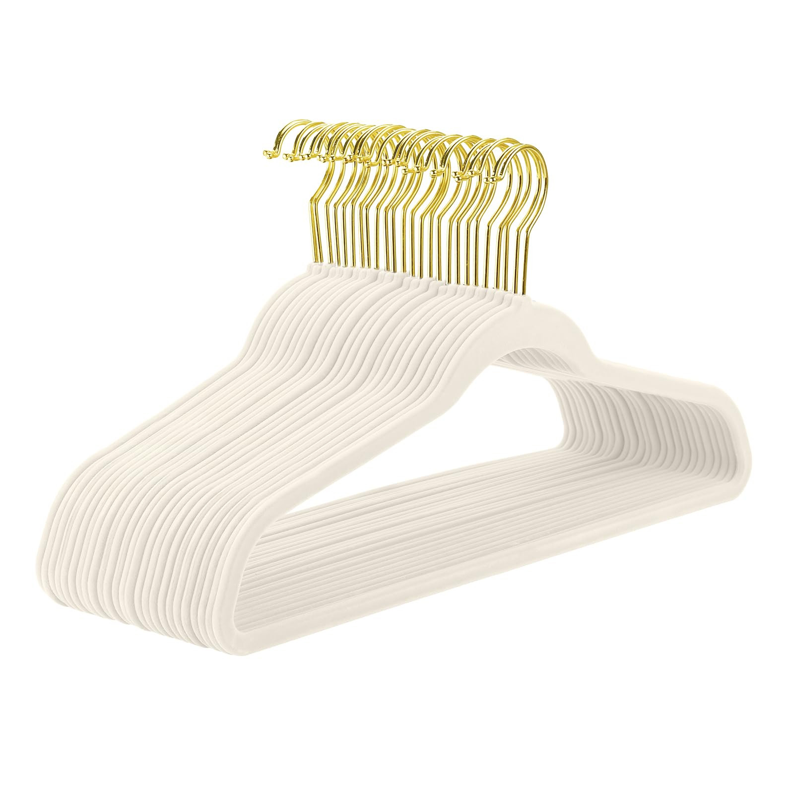 MIZGI Ivory Velvet Hangers 50 Pack,Premium Gold Clothes Hangers Non-Slip Felt Hangers,Sturdy Ivor... | Amazon (US)