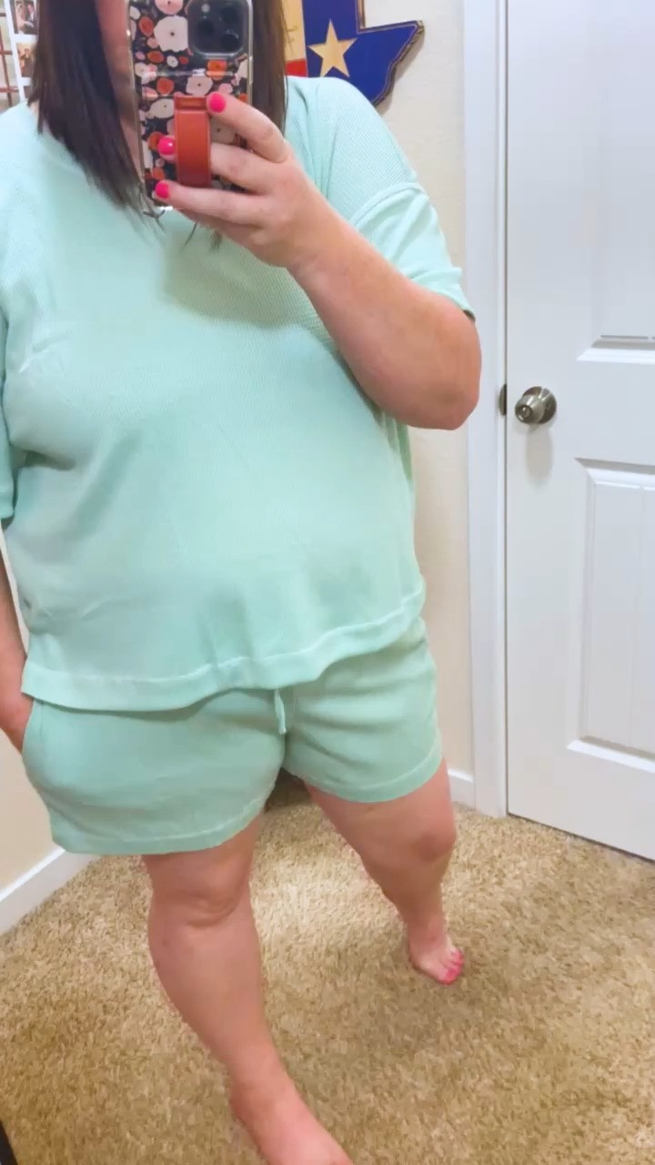 This set is the definition of comfy and cute. 💚 The waffle-knit fabric is lightweight, soft, and perfect for everything from morning coffee on the porch to errands around town. I love a matching set because it takes all the guesswork out of getting dressed while still looking put together.

#LTKStyle #LTKFashion #LTKCurves #LTKPlusSize #MatchingSet #LoungeSet #CasualStyle #MomStyle #SummerStyle #ComfortableFashion #AmazonFashion #EverydayStyle #TravelOutfit #AffordableFashion #OOTD 

 #LTKdayinmylife #LTKmomlife #LTKPlusSize