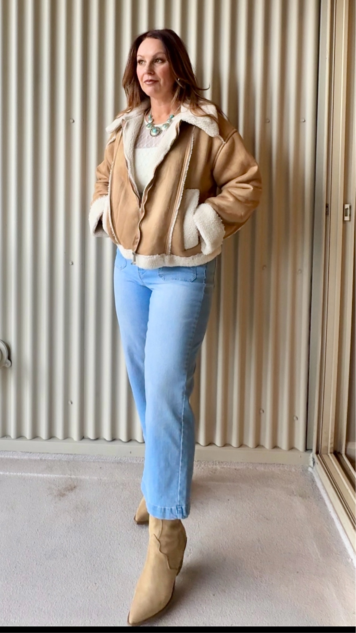 Jacket: large
Jeans: 12
Boots: TTS and super comfortable! 
Found the top and necklace at Marshall’s - linked similar options  

#LTKMidsize #LTKStyleTip #LTKSeasonal